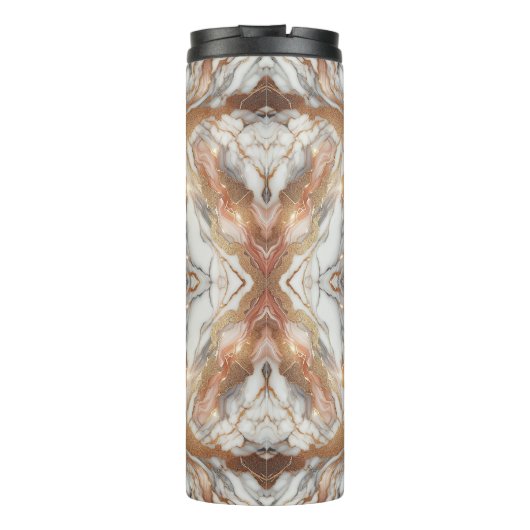 Glam Roos Goud Luxe Trendy Marmeren Vlinder Thermosbeker (Achterkant)