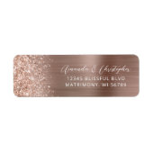 Glam Roos Goud Metallic Bruiloft Retouradres Etiket (Voorkant)