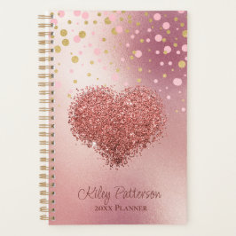 Glam Roos Goud Roze Glitter Hart Girly Planner
