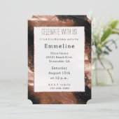 Glam Roos Goud Zwart Champagne Glitzy Sparkle Kaart (Staand voorkant)