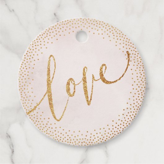 Glam roos gouden blos kalligrafie liefde monogram bedankjes labels (Voorkant)