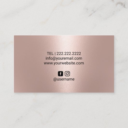 Glam Roos Gouden Eyelash Extensions Beauty Salon Visitekaartje (Achterkant)