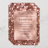 Glam Roos Gouden Glitter 16e Verjaardag Kaart (Voorkant / Achterkant)