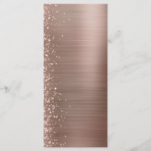 Glam Roos Gouden Glitter Brushed Metal Wedding Menu (Achterkant)