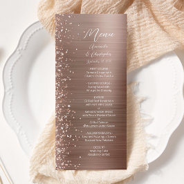 Glam Roos Gouden Glitter Brushed Metal Wedding Menu