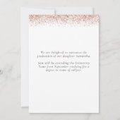 Glam Roos Gouden Glitter Foto 2024 Afstuderen Aankondiging (Achterkant)