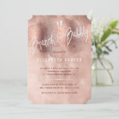 Glam roos gouden glitter typografie brunch & bubbl kaart (Staand voorkant)
