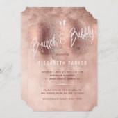 Glam roos gouden glitter typografie brunch & bubbl kaart (Voorkant / Achterkant)