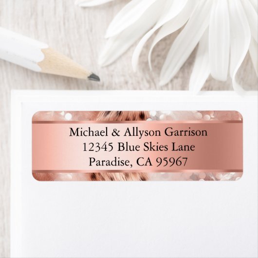 Glam Roos gouden luipaard bruiloft Etiket (Insitu)