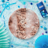 Glam Roos gouden luipaard bruiloft Papieren Bordje (Feest)