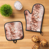 Glam Roos gouden luipaard Ovenwant & Pannenlap Set (Top down)