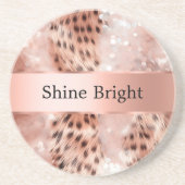 Glam Roos gouden luipaard Zandsteen Onderzetter (Voorkant)