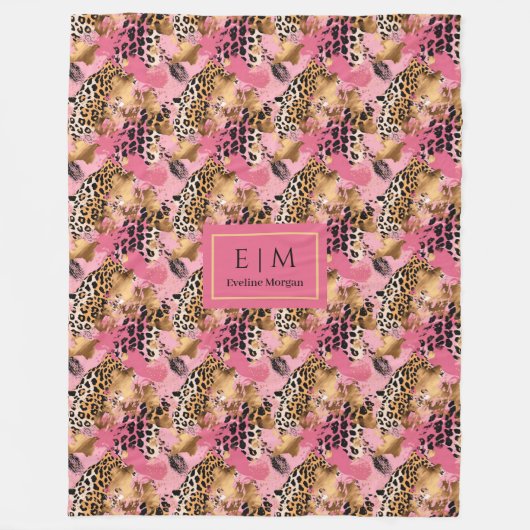 Glam roos gouden waterverf luipaard skin fleece (Voorkant)