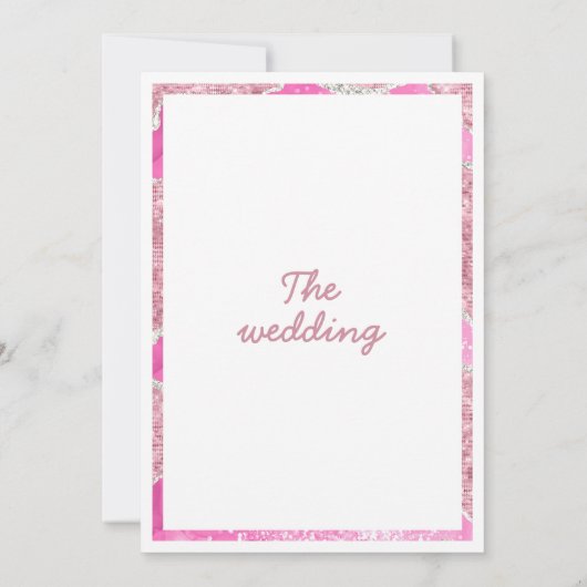 Glam roos gouden witte roze zilverglitter bruiloft kaart (Achterkant)