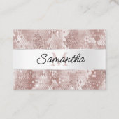 Glam Roos Wit Zilver Snake Monogram Visitekaartje (Voorkant)