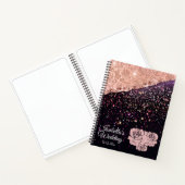 Glam Roos Zwart Glitter Blush Roos Wedding Planner Notitieboek (Binnen)