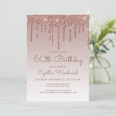 Glam Rose Gold 60e Verjaardagsfeestje Kaart (Staand voorkant)