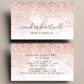 Glam Rose Gold Blush Marble Glitter Script Visitekaartje