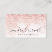 Glam Rose Gold Blush Marble Glitter Script Visitekaartje (Voorkant)