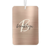 Glam Rose Gold Brushed Metal Black White Monogram  Luchtverfrisser (Achterkant)