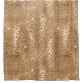 Glam Rose Gold Brushed Metal Glitter Leopard Print Douchegordijn (Voorkant)