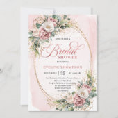 Glam Rose Gold Glitter Bridal Shower Invitation Kaart (Voorkant)