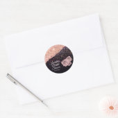 Glam Rose Zwarte Glitter Blush Rozen Ronde Sticker (Envelop)