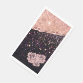 Glam Rose Zwarte Glitter Rozen Servet (Hoek)