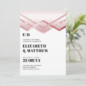 Glam Rosegold DECO Wedding Invite Modern Chic (Staand voorkant)