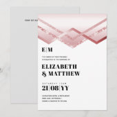 Glam Rosegold DECO Wedding Invite Modern Chic (Voorkant / Achterkant)