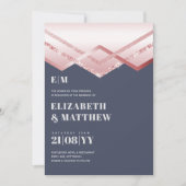 Glam Rosegold DECO Wedding Invite Modern Chic (Voorkant)