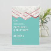 Glam Rosegold DECO Wedding Invite Modern Chic (Staand voorkant)