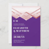 Glam Rosegold DECO Wedding Invite Modern Chic (Voorkant)