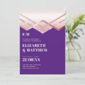 Glam Rosegold DECO Wedding Invite Modern Chic (Staand voorkant)