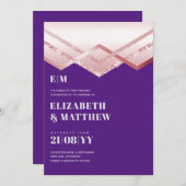 Glam Rosegold DECO Wedding Invite Modern Chic (Voorkant / Achterkant)