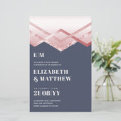 Glam Rosegold DECO Wedding Invite Modern Chic (Staand voorkant)