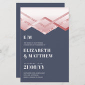 Glam Rosegold DECO Wedding Invite Modern Chic (Voorkant / Achterkant)