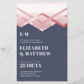 Glam Rosegold DECO Wedding Invite Modern Chic (Voorkant)
