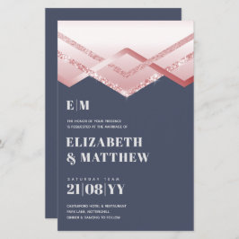 Glam Rosegold DECO Wedding Invite Modern Chic