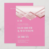 Glam Rosegold DECO Wedding Invite Modern Chic (Voorkant / Achterkant)