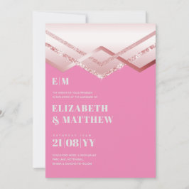 Glam Rosegold DECO Wedding Invite Modern Chic