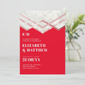 Glam Rosegold DECO Wedding Invite Modern Chic (Staand voorkant)