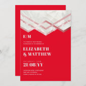 Glam Rosegold DECO Wedding Invite Modern Chic (Voorkant / Achterkant)