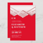 Glam Rosegold DECO Wedding Invite Modern Chic (Voorkant / Achterkant)