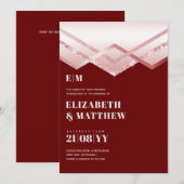 Glam Rosegold DECO Wedding Invite Modern Chic (Voorkant / Achterkant)