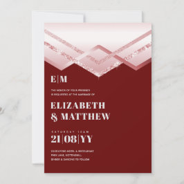 Glam Rosegold DECO Wedding Invite Modern Chic