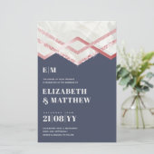 Glam Rosegold DECO Wedding Invite Modern Chic (Staand voorkant)