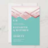 Glam Rosegold DECO Wedding Invite Modern Chic (Voorkant)