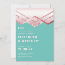 Glam Rosegold DECO Wedding Invite Modern Chic
