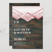 Glam Rosegold DECO Wedding Invite Modern Chic (Voorkant / Achterkant)
